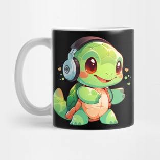 Cute Green Turtle with Headphones Mug